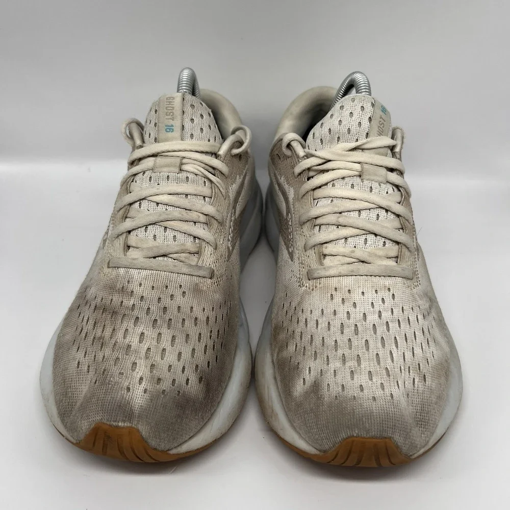Brooks Ghost 16 Womens Running Shoes Grey Blue Walking Comfort Sneakers Size 9.5